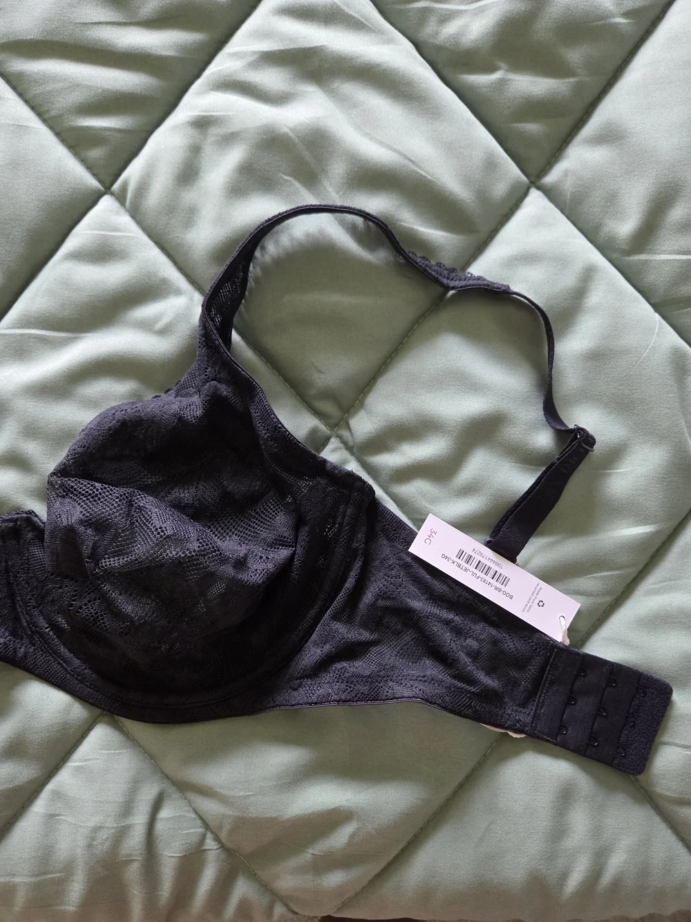 Adore Me Black Lace Underwire Bra with Sheer Cups